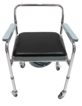 MT697 Economy Folding Commode Chair with Wheels